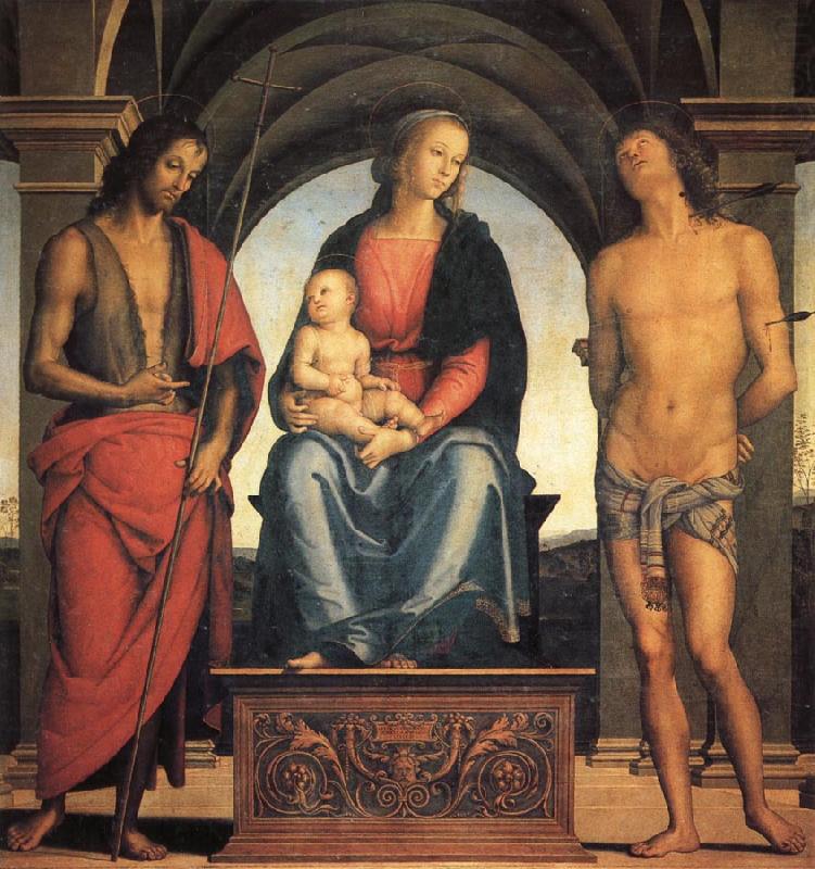 Madonna and Child Enthroned with SS.John the Baptist and Sebastian, PERUGINO, Pietro